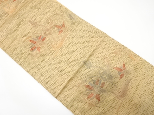 JAPANESE NAGOYA OBI / WOVEN FLOWER ARABESQUE